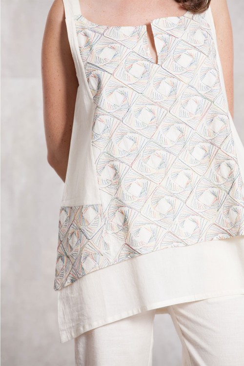 Tunik coton voil embroidery 636-80-Natural