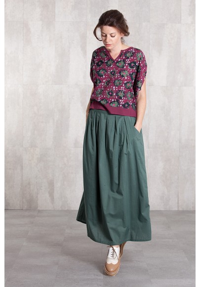 Long skirt coton voil -635-34-kaki
