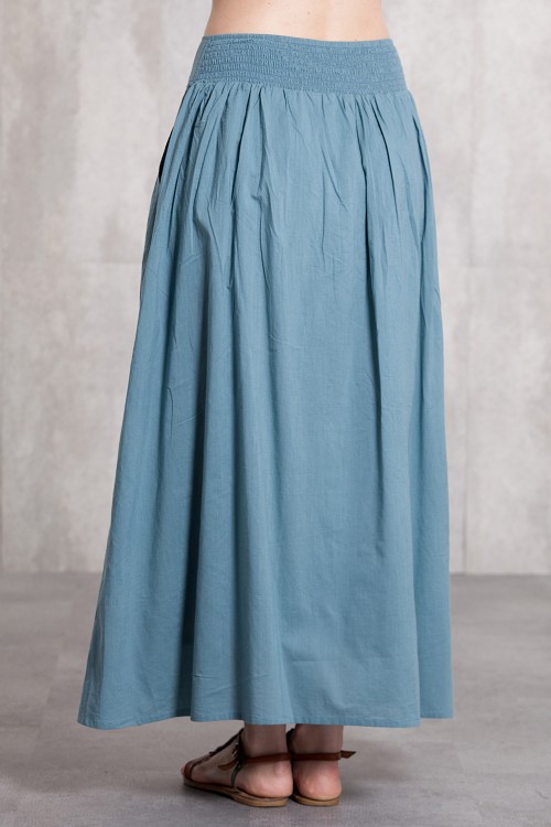 Long skirt coton voil -635-34-blue grey