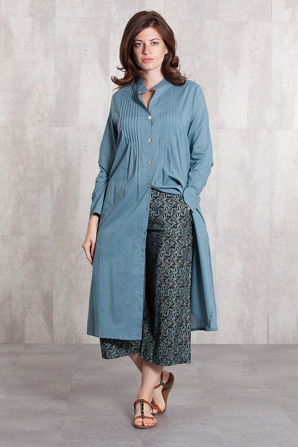 Dress Coat coton voil  -635-62-blue grey