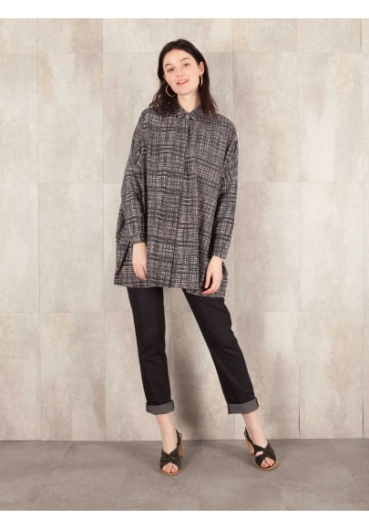 Shirt Jacket digital print  coton linen effect E16-10-CC