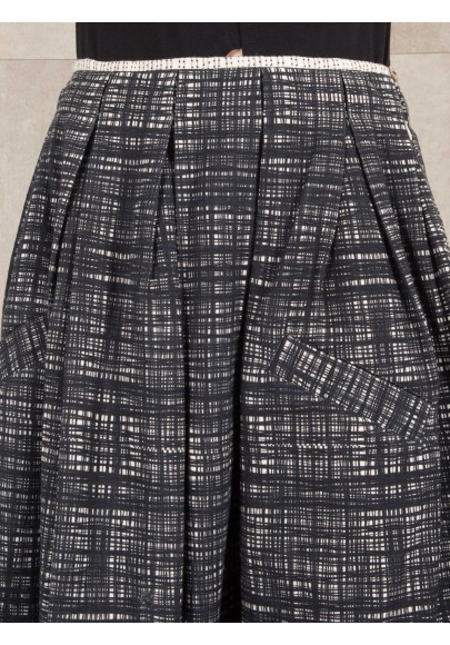 Skirt Digital print  coton linen effect E16-30-CL